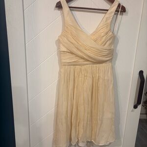 J Crew Heidi Silk Chiffon Elegant Cream Sleeveless Dress Holiday Wedding